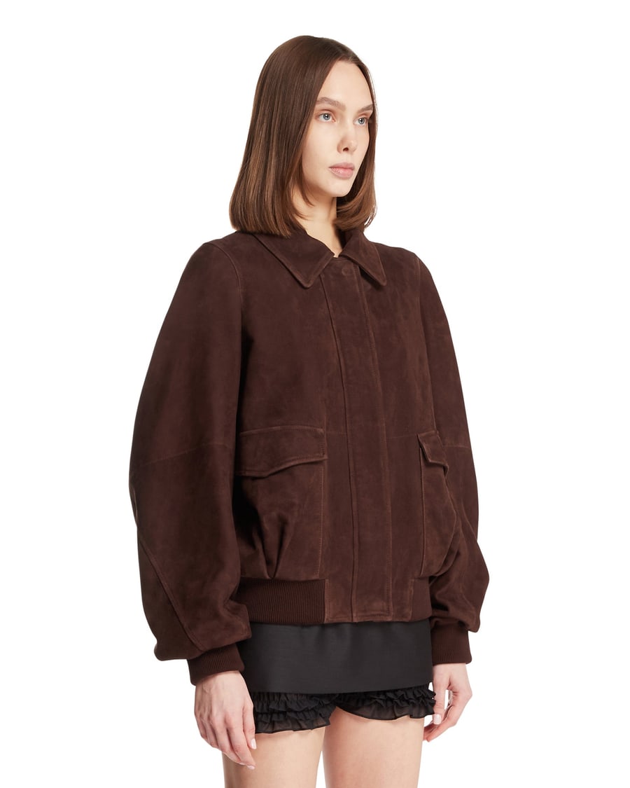 Loewe Giacca In Suede Marrone, view 2