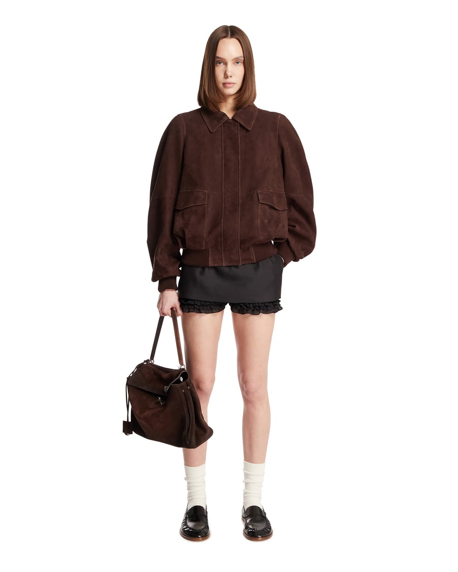 Loewe Giacca In Suede Marrone, view 3