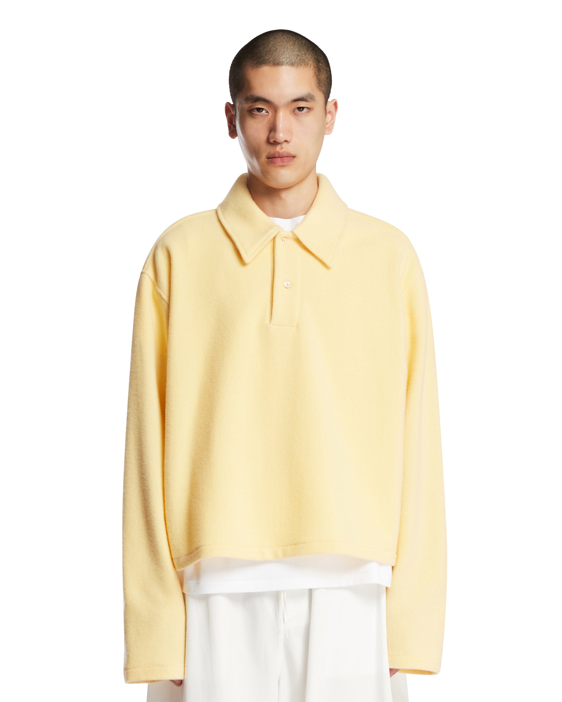 RIER Maglione Polo In Pile Di Lana Giallo