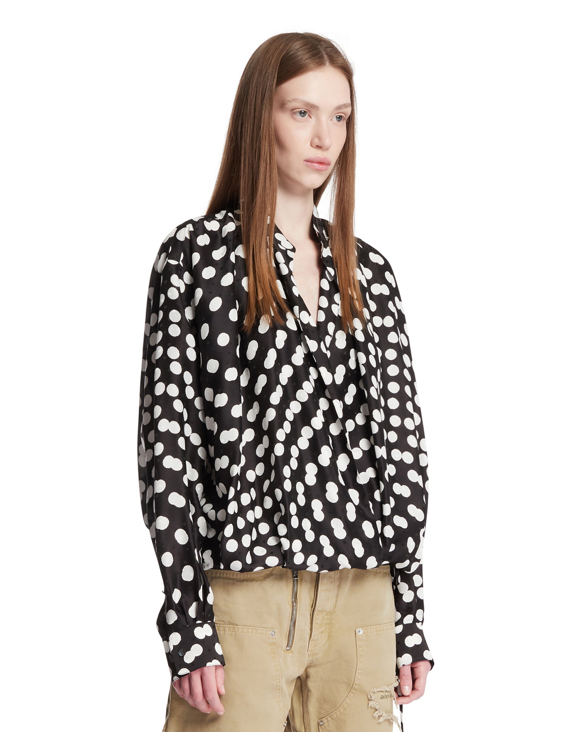 Dries Van Noten Blusa Incrociata A Pois Nera, view 2