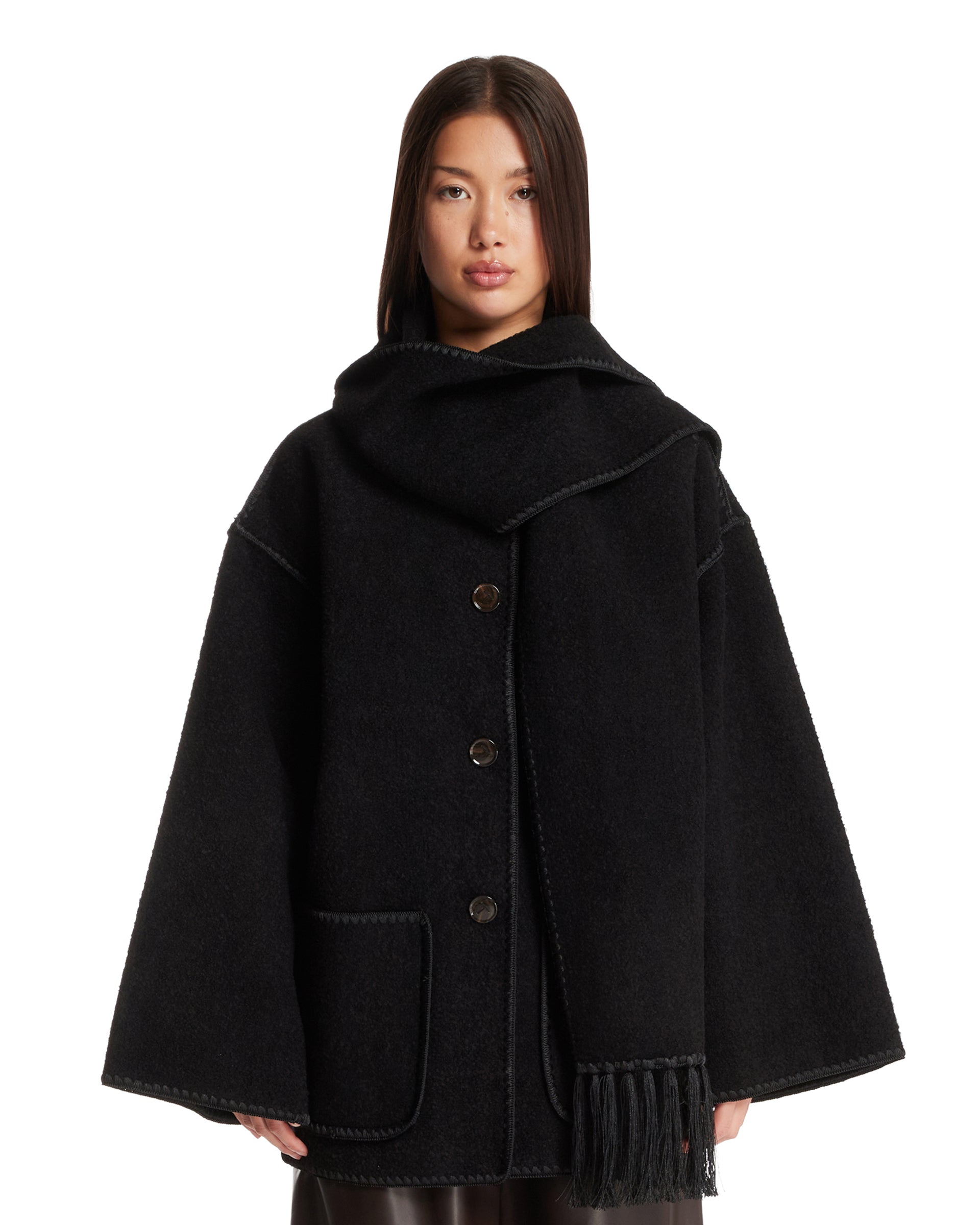 Toteme Scarf Jacket In Lana Nera