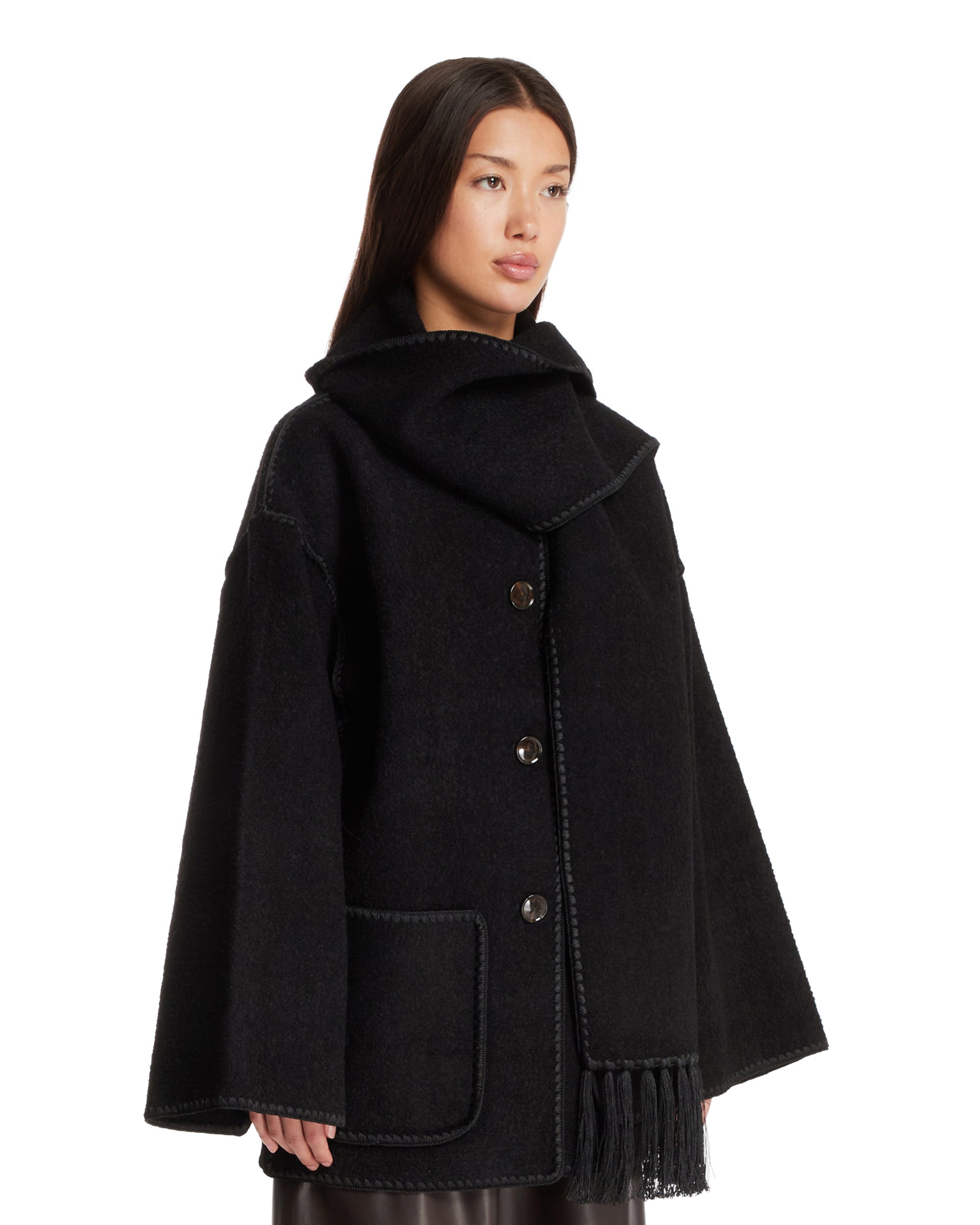 Toteme Scarf Jacket In Lana Nera, view 2