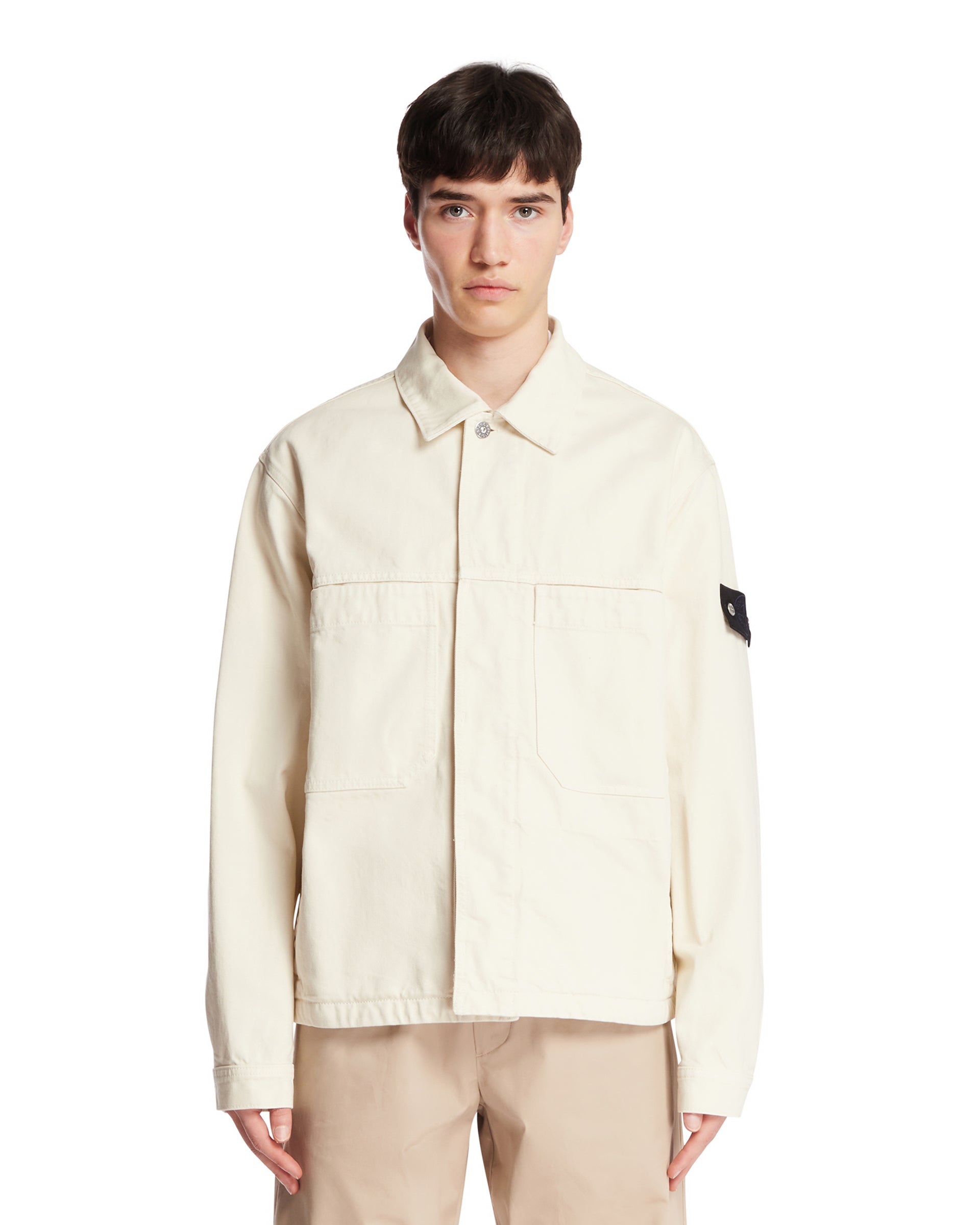 Stone Island Giacca In Denim Bianca