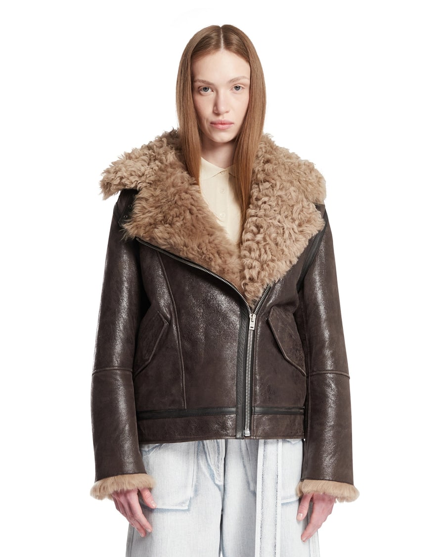 ACNE STUDIOS Shearling Jacket In Pelle Marrone