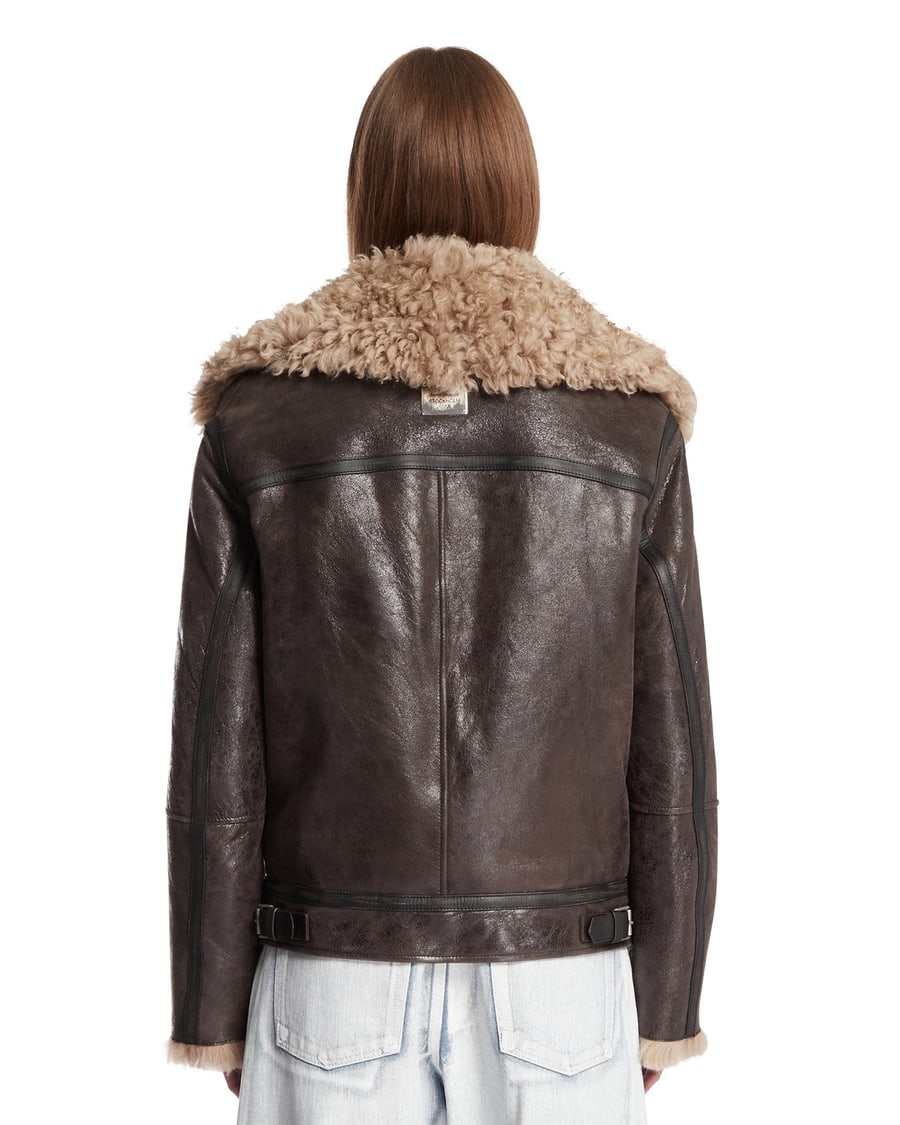 ACNE STUDIOS Shearling Jacket In Pelle Marrone, view 5