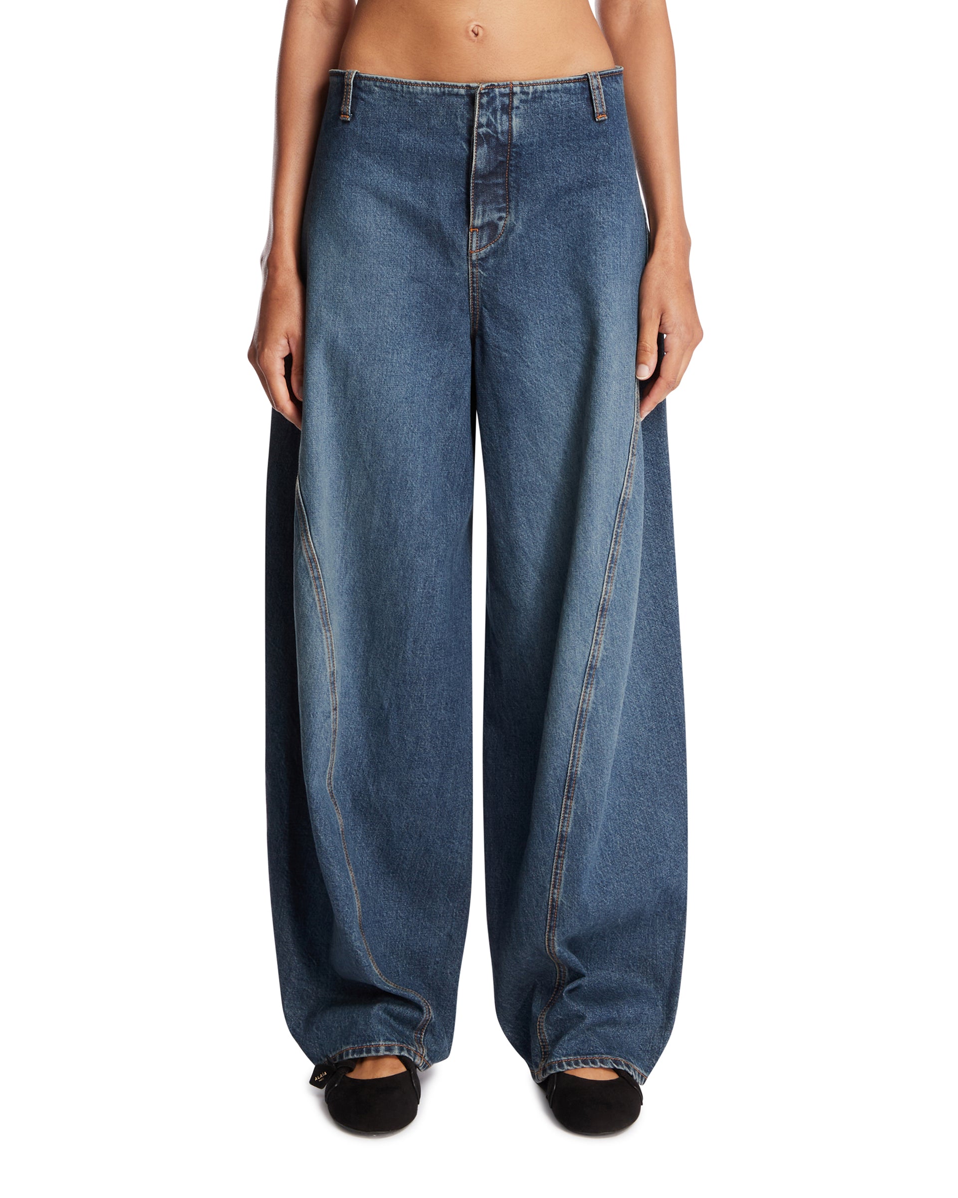 Alaïa Pantaloni Cargo In Denim Blu