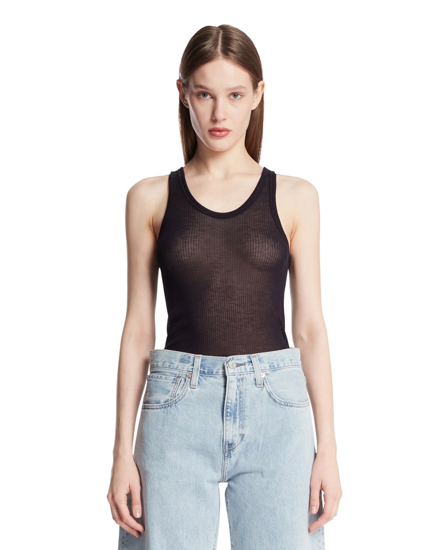 Lemaire Top In Viscosa E Seta Blu