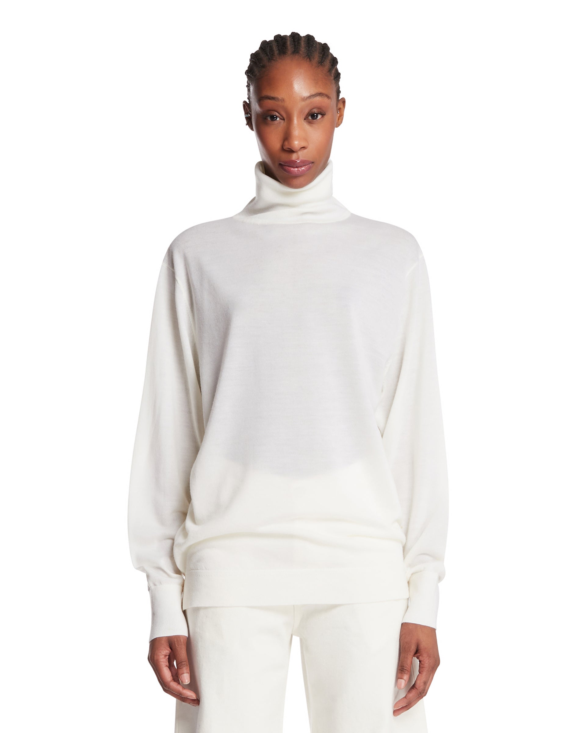 Toteme Maglione In Lana A Collo Alto Bianco