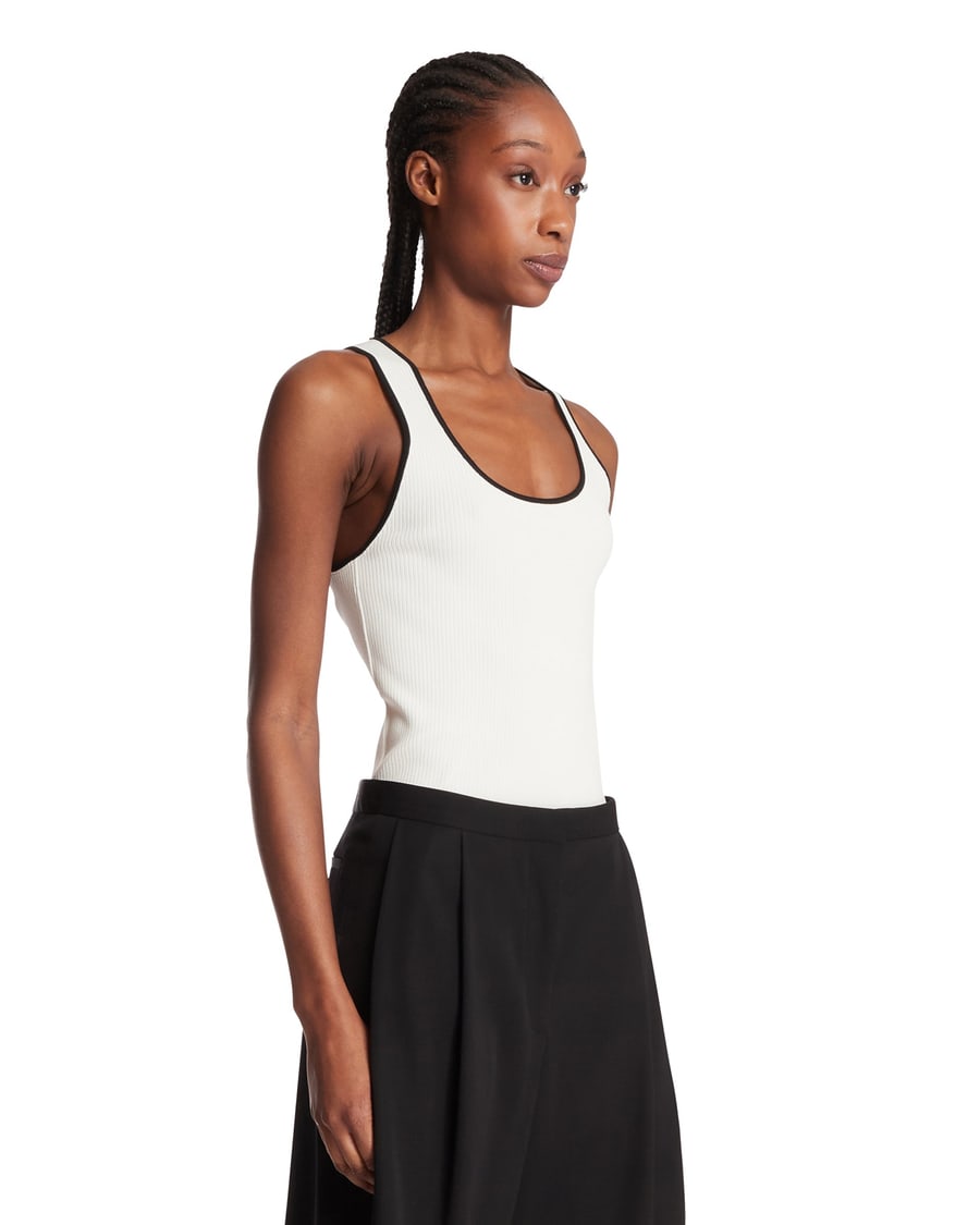 Gucci Top A Coste Con Intarsio Bianco, view 2
