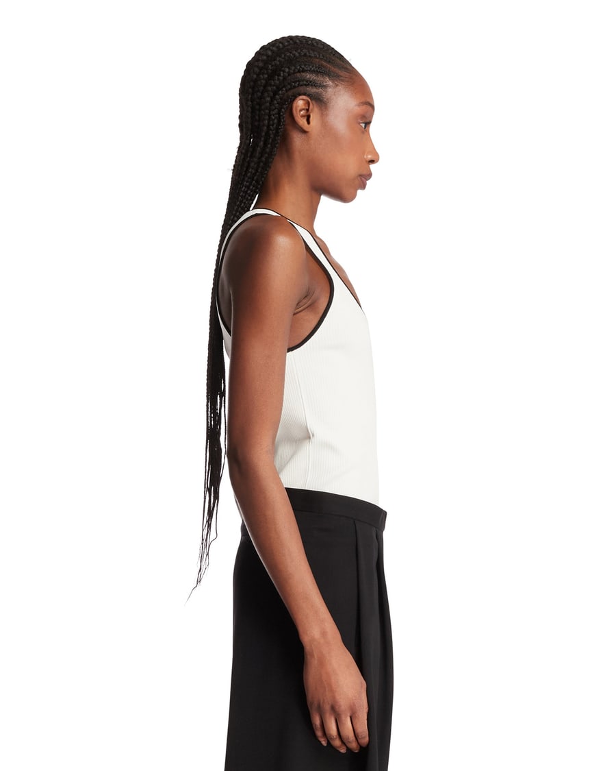 Gucci Top A Coste Con Intarsio Bianco, view 4
