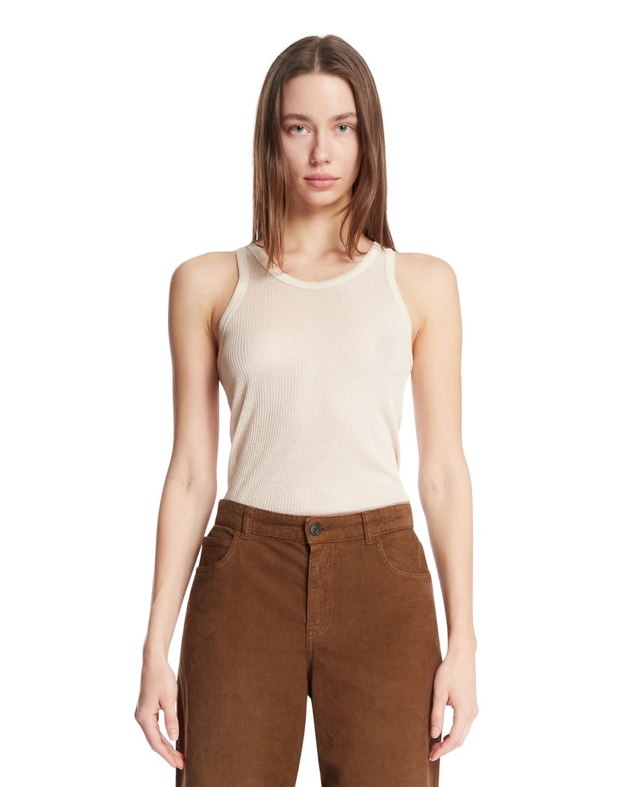 Lemaire Top In Viscosa E Seta Beige