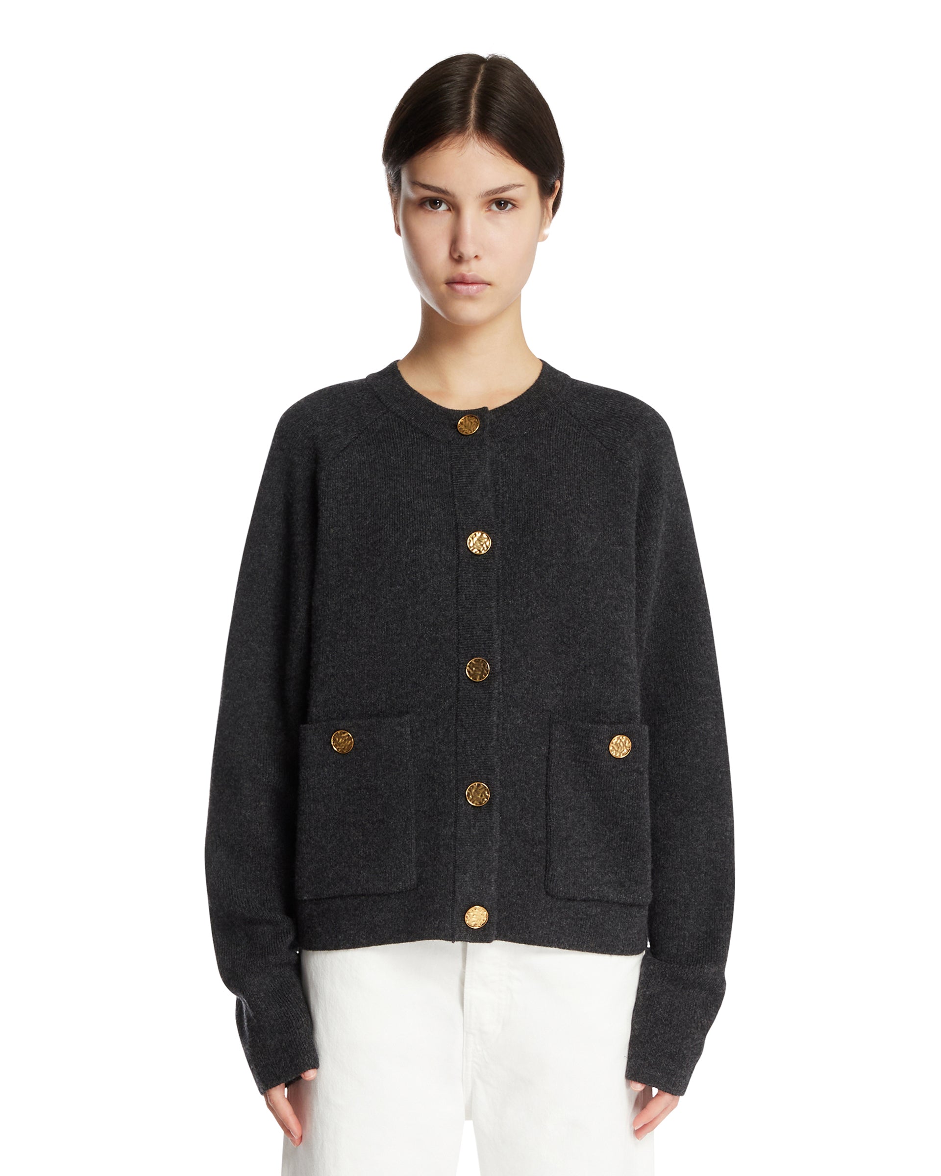 Toteme Cardigan Con Bottoni Gioiello Grigio