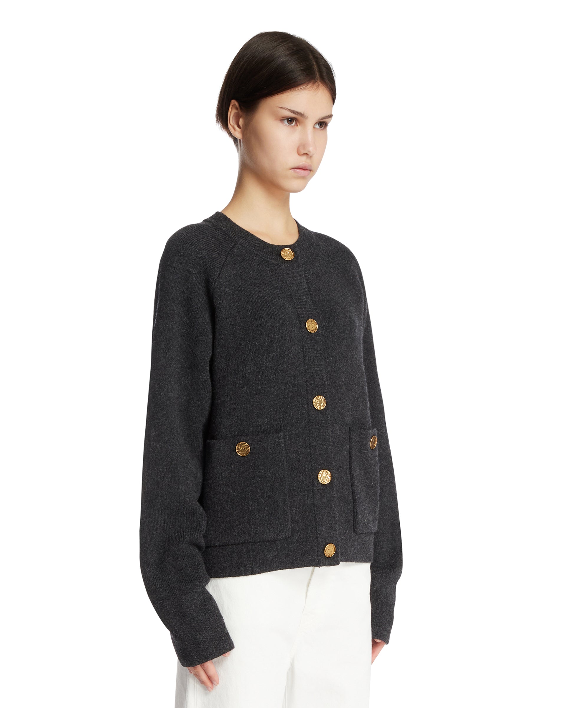 Toteme Cardigan Con Bottoni Gioiello Grigio, view 2