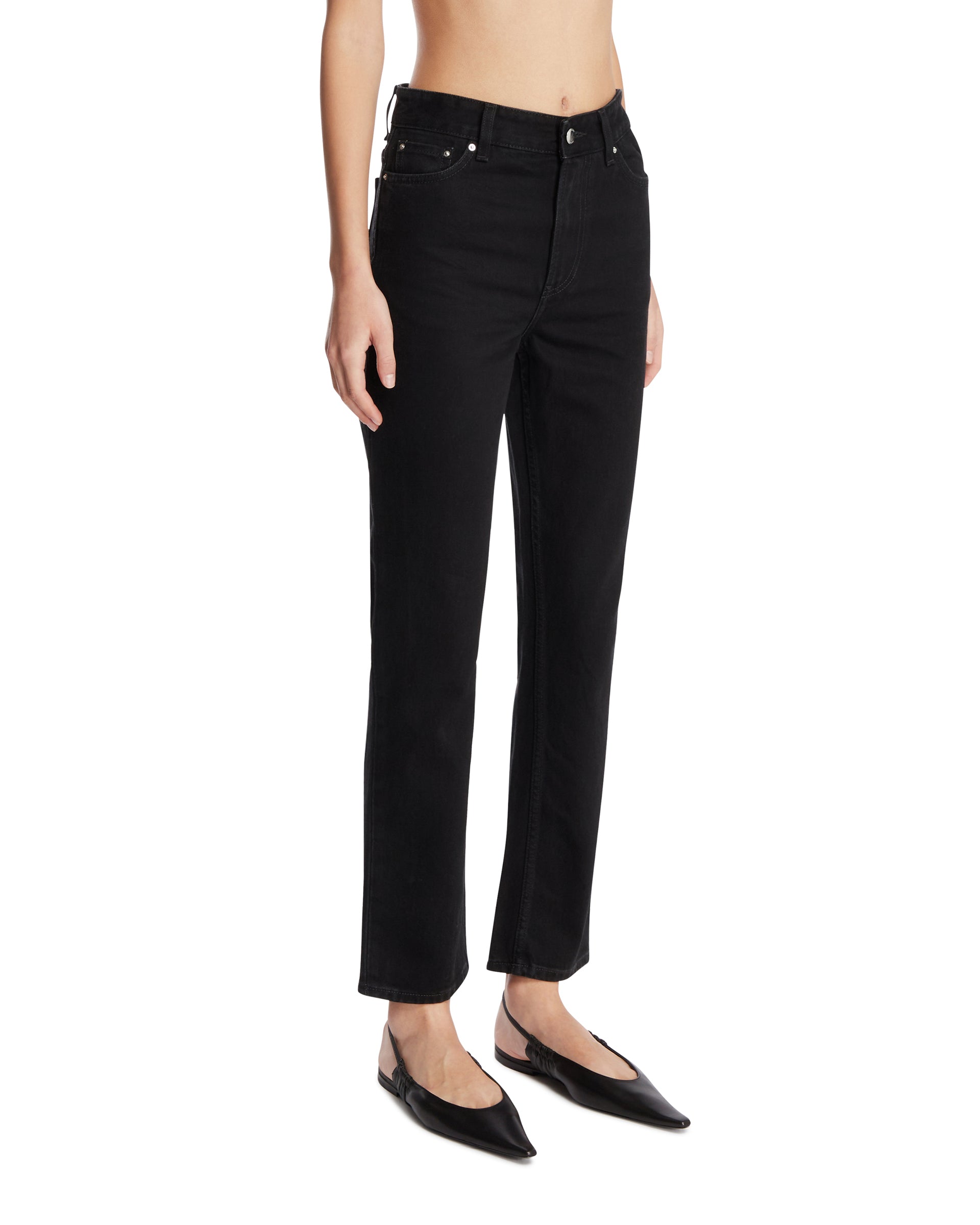 Toteme Jeans A Gamba Dritta Cropped Neri, view 2