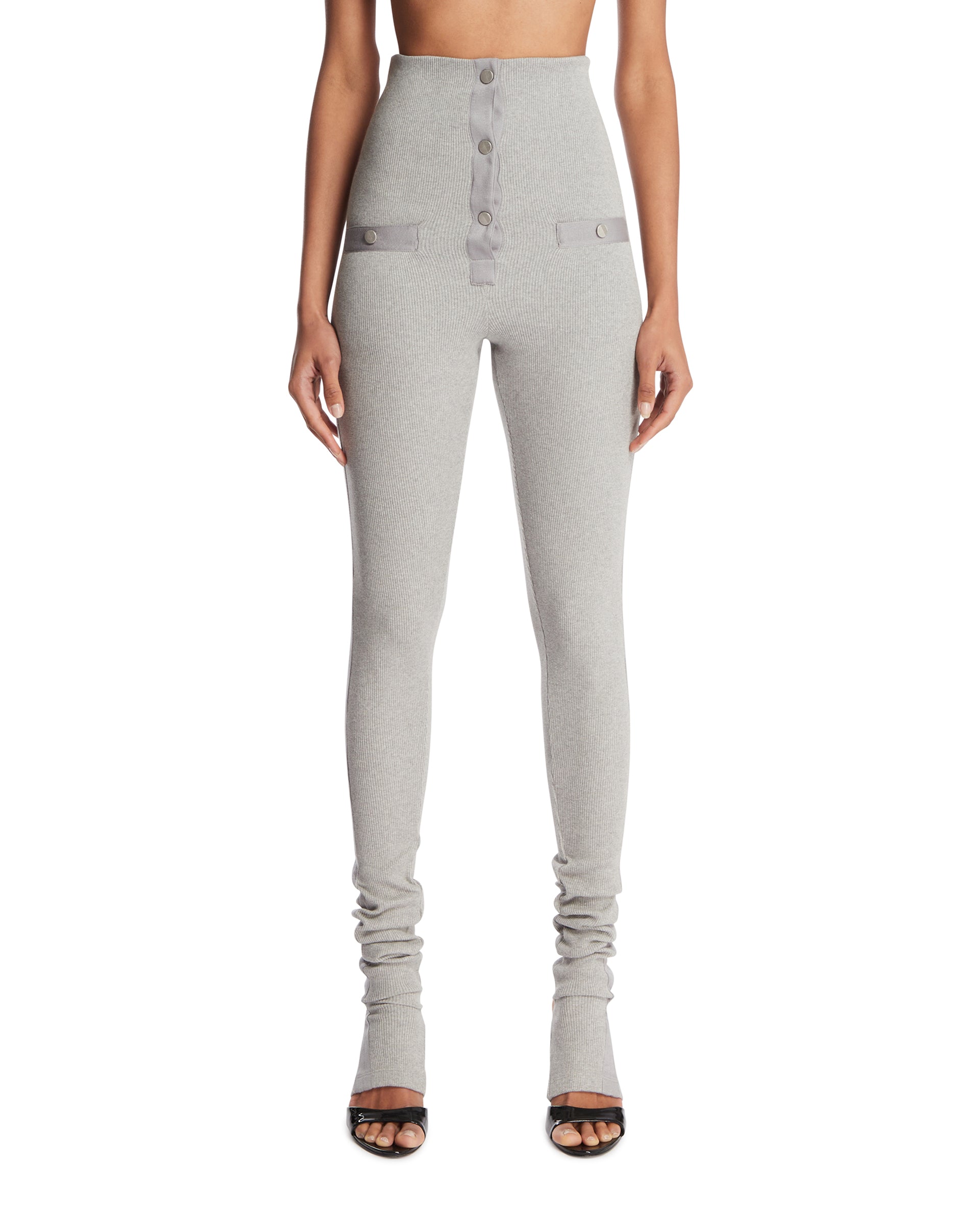 The Attico Leggings A Coste Grigi