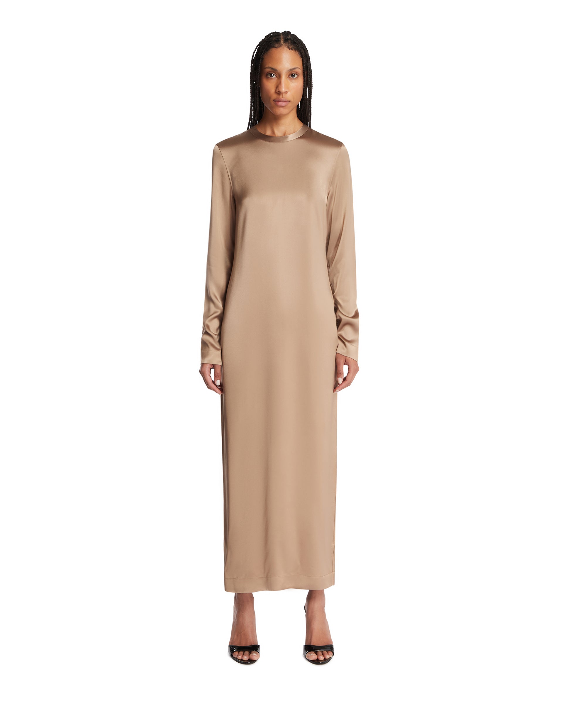 Toteme Abito Lungo In Satin Beige