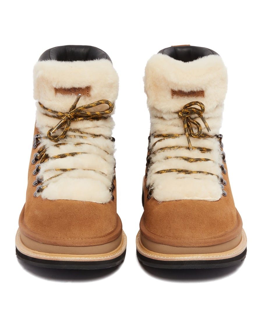 UGG UGG X Sacai Stivaletti Hiker In Pelle Beige, view 4