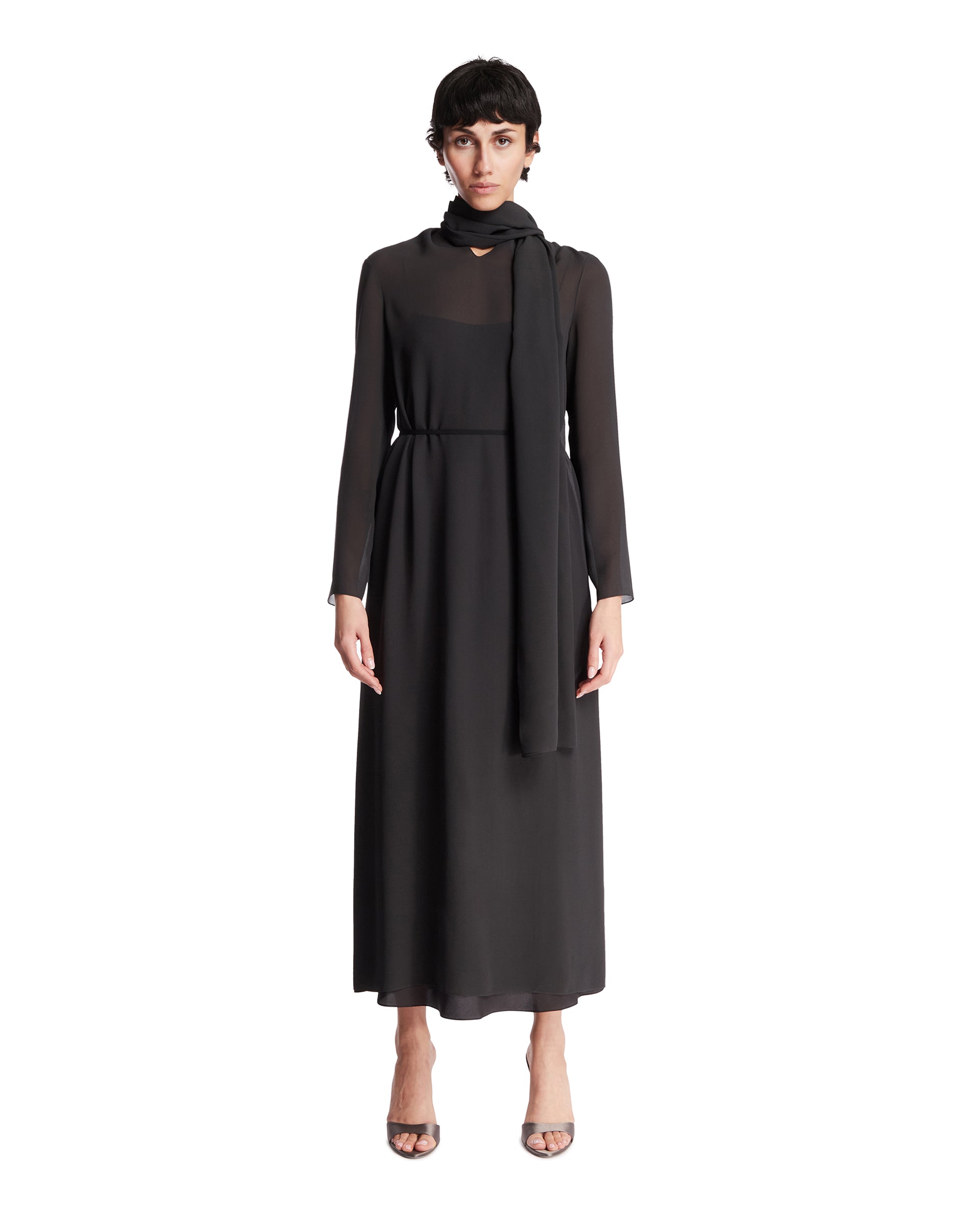 The Row Abito Midi In Seta Grigio