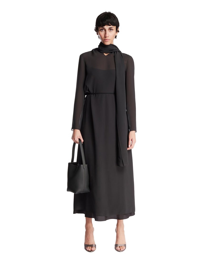 The Row Abito Midi In Seta Grigio, view 3