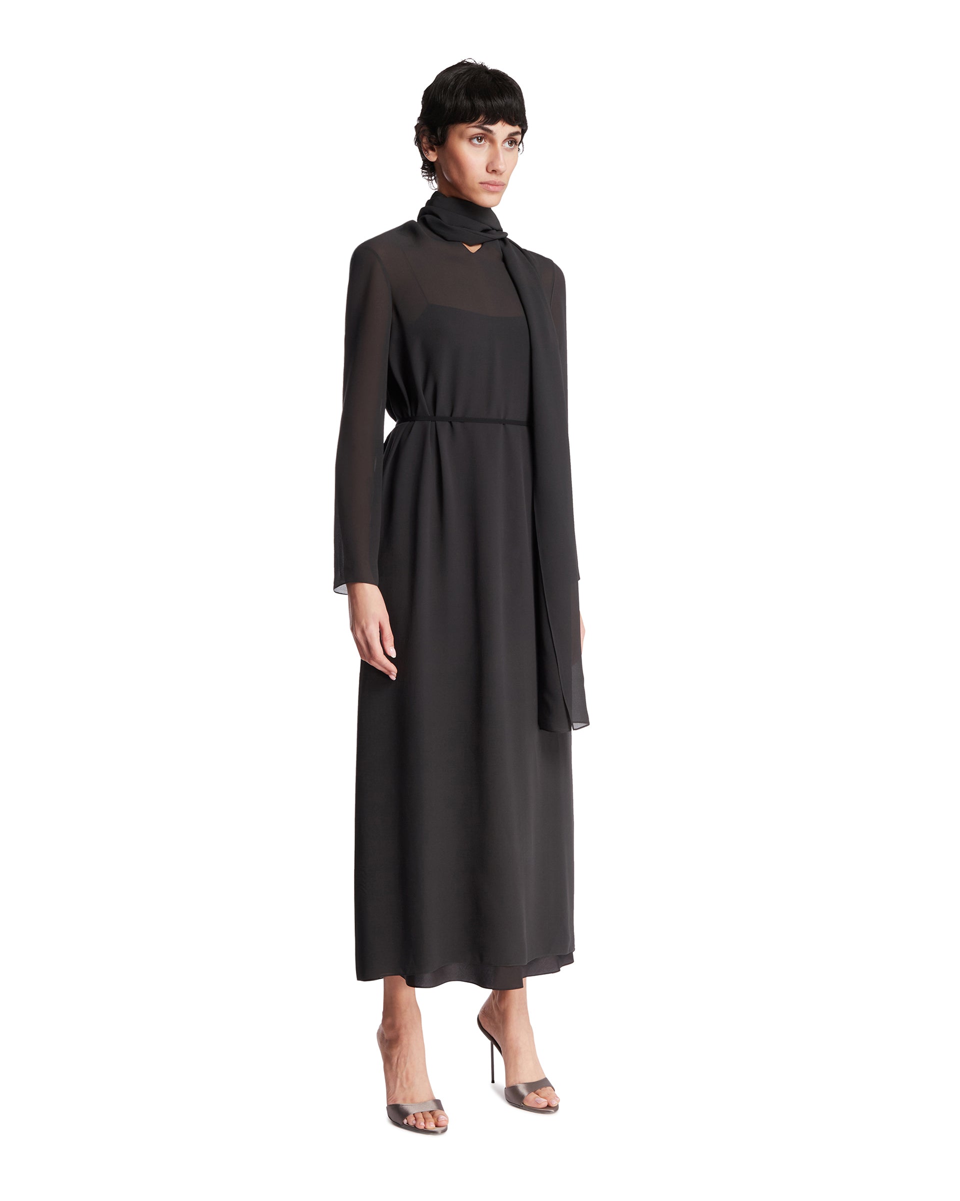 The Row Abito Midi In Seta Grigio, view 2