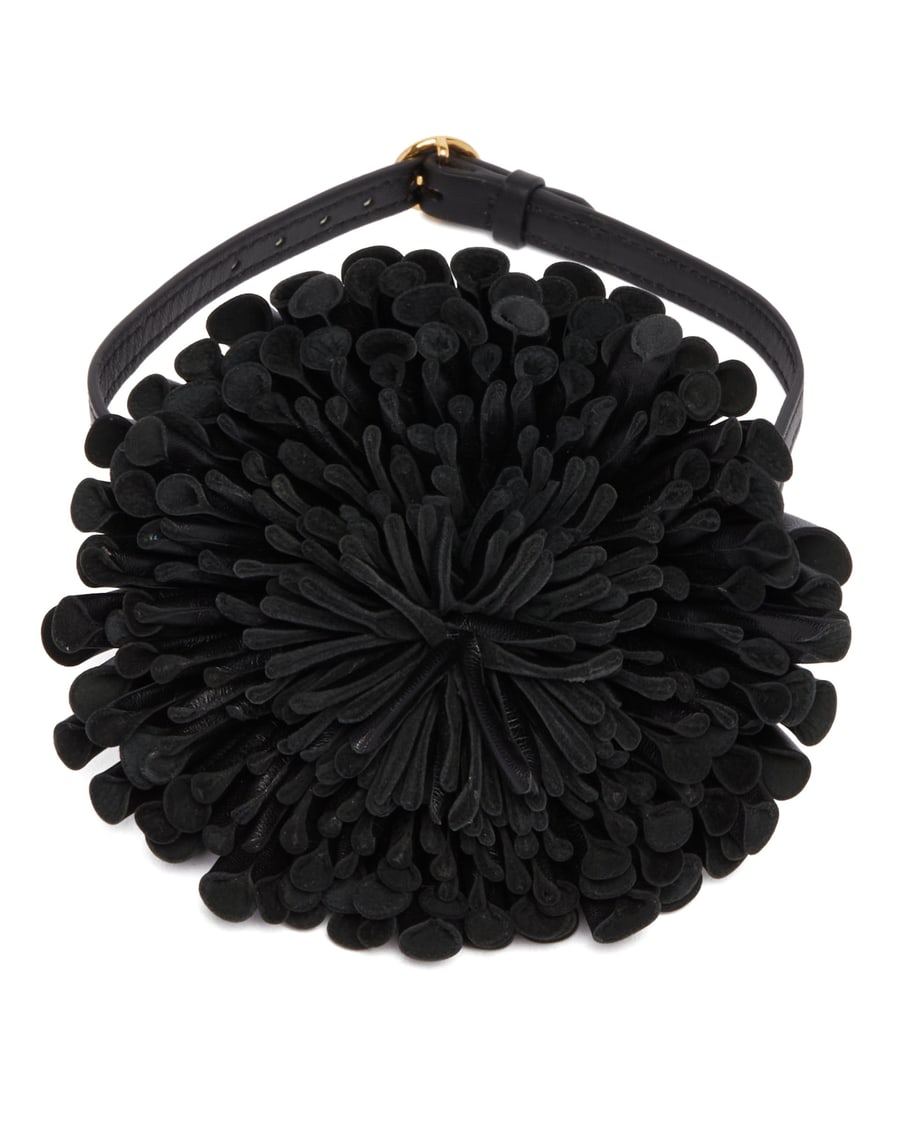 Alaïa Choker Fiore In Pelle Nero