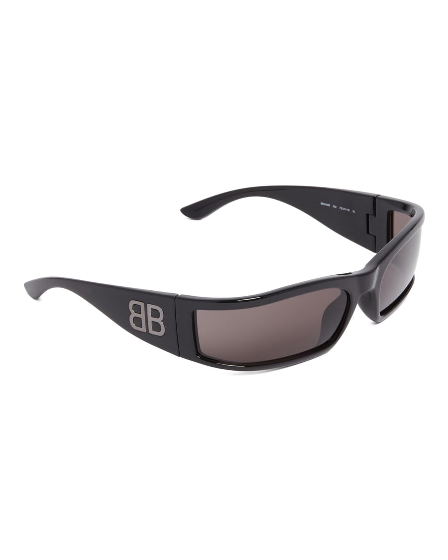 Balenciaga Occhiali Da Sole Sunset Rectangle Neri, view 4