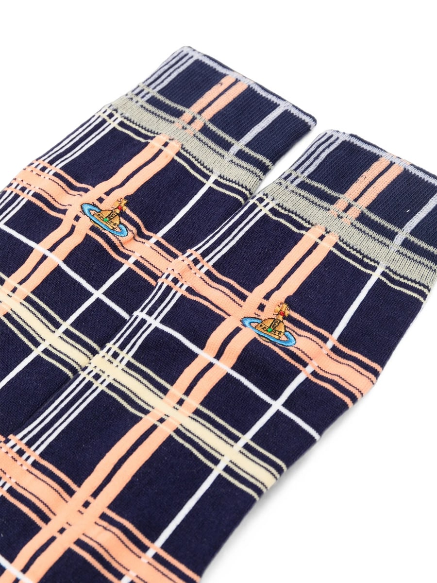 Vivienne Westwood Vivienne Westwood Orb-embroidered Check-pattern Socks, view 2