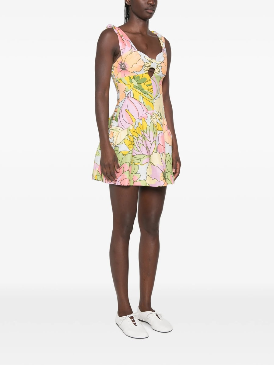 Farm Rio Farm Rio Floral-print Cut-out Mini Dress, view 5