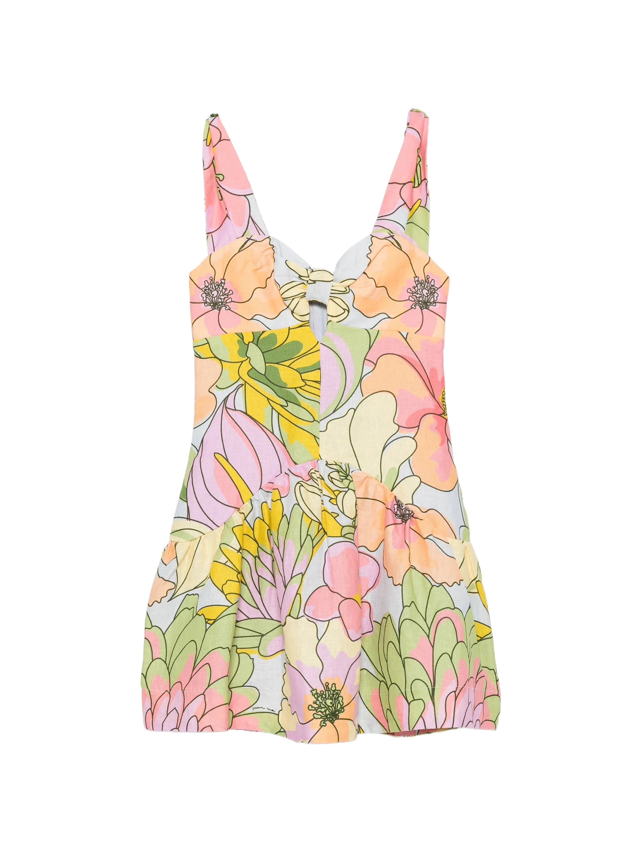 Farm Rio Farm Rio Floral-print Cut-out Mini Dress