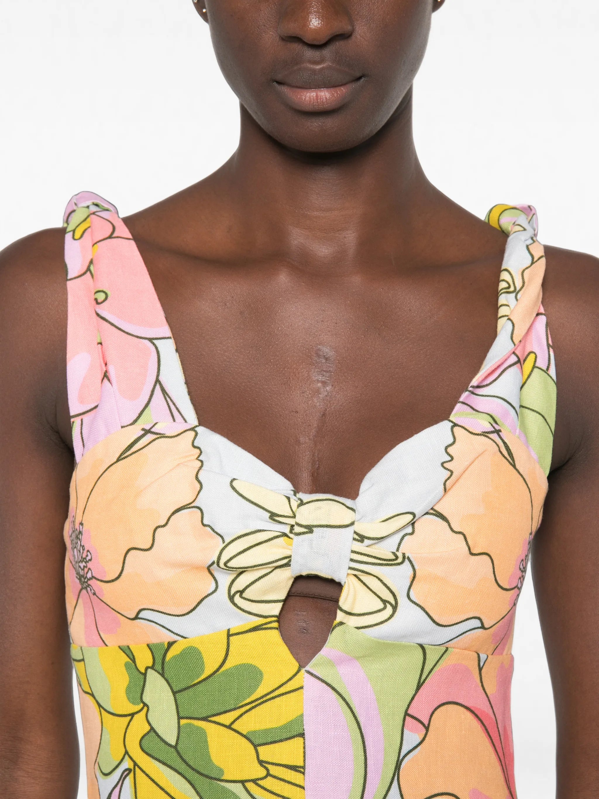 Farm Rio Farm Rio Floral-print Cut-out Mini Dress, view 2