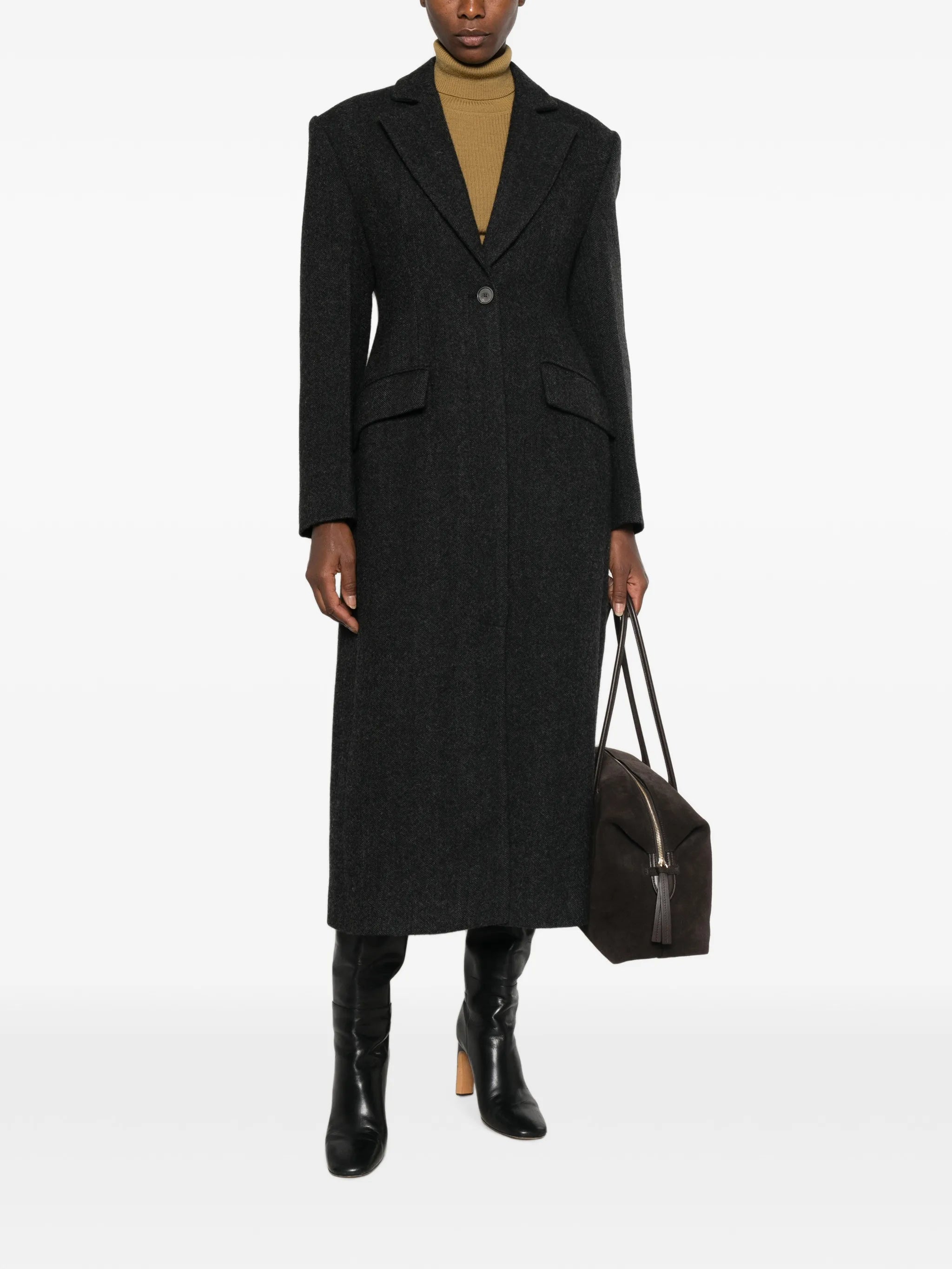 Tela Tela Herringbone Single-breasted Coat, view 2