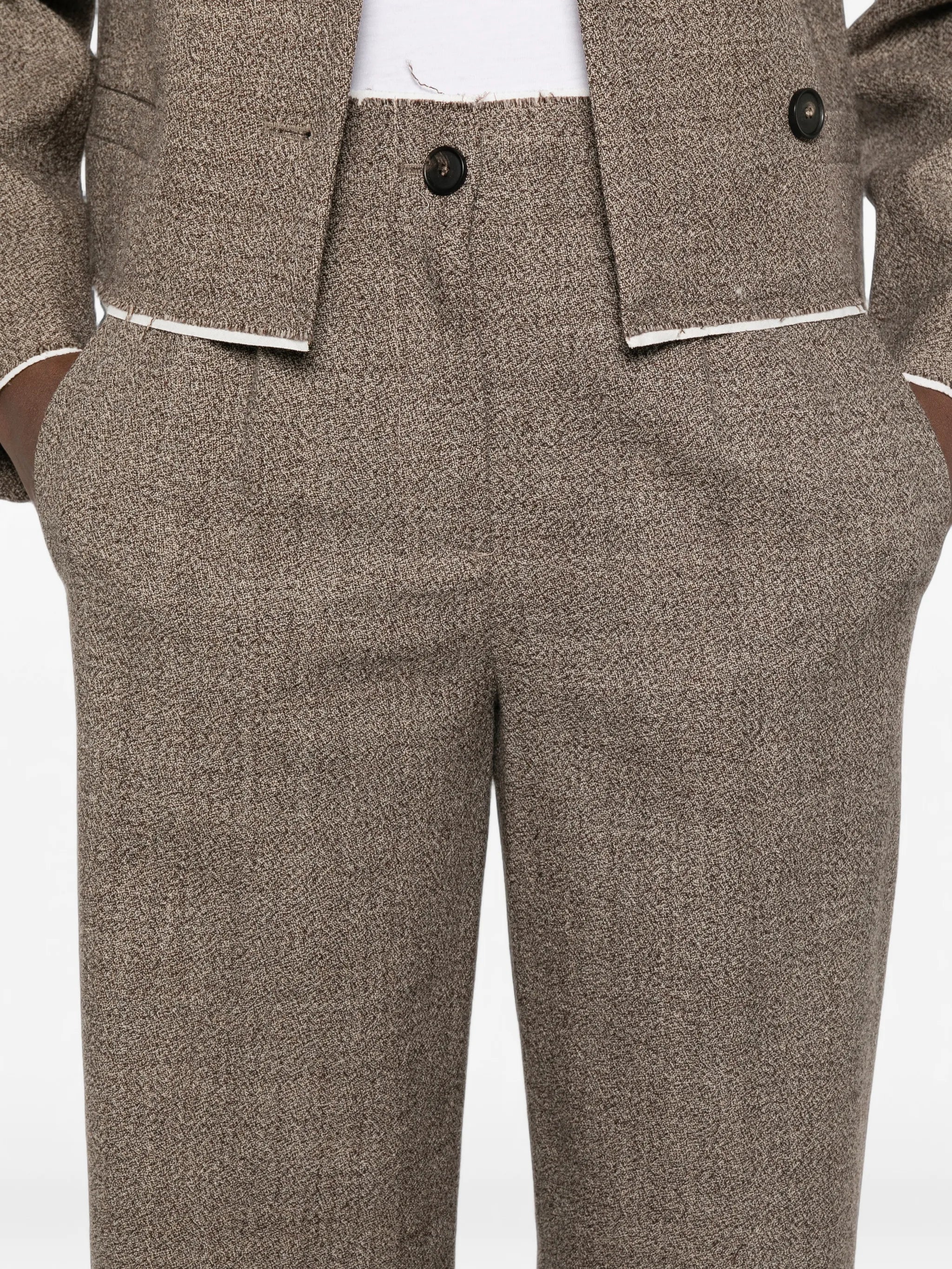 Tela Tela Marl-effect Raw-edge Trousers, view 2
