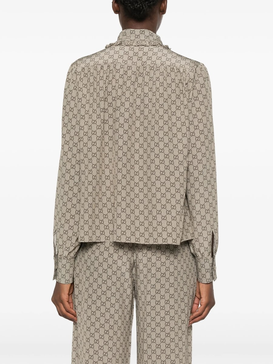 Gucci Gucci GG Supreme Ruffled Shirt, view 4