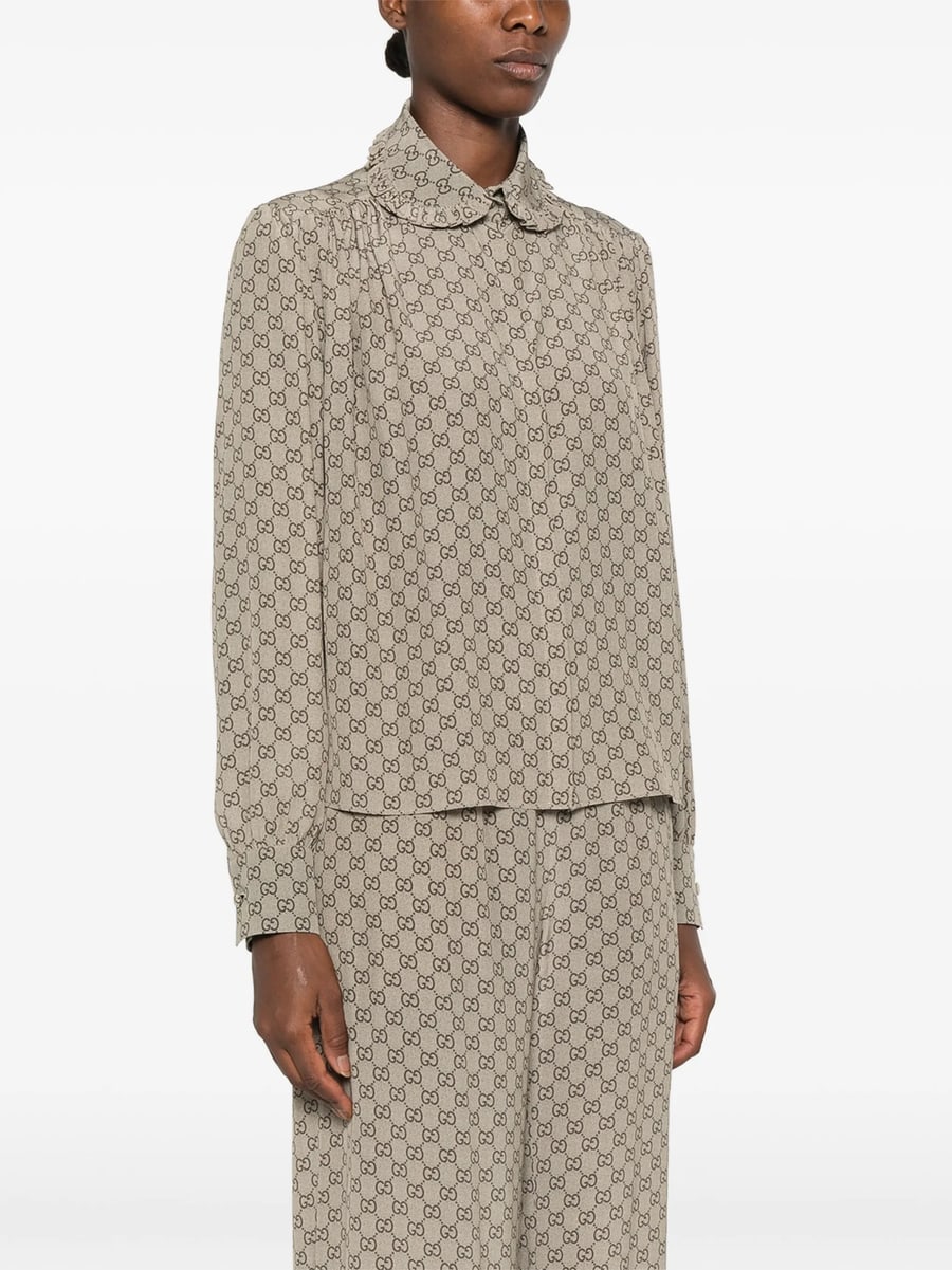 Gucci Gucci GG Supreme Ruffled Shirt, view 5