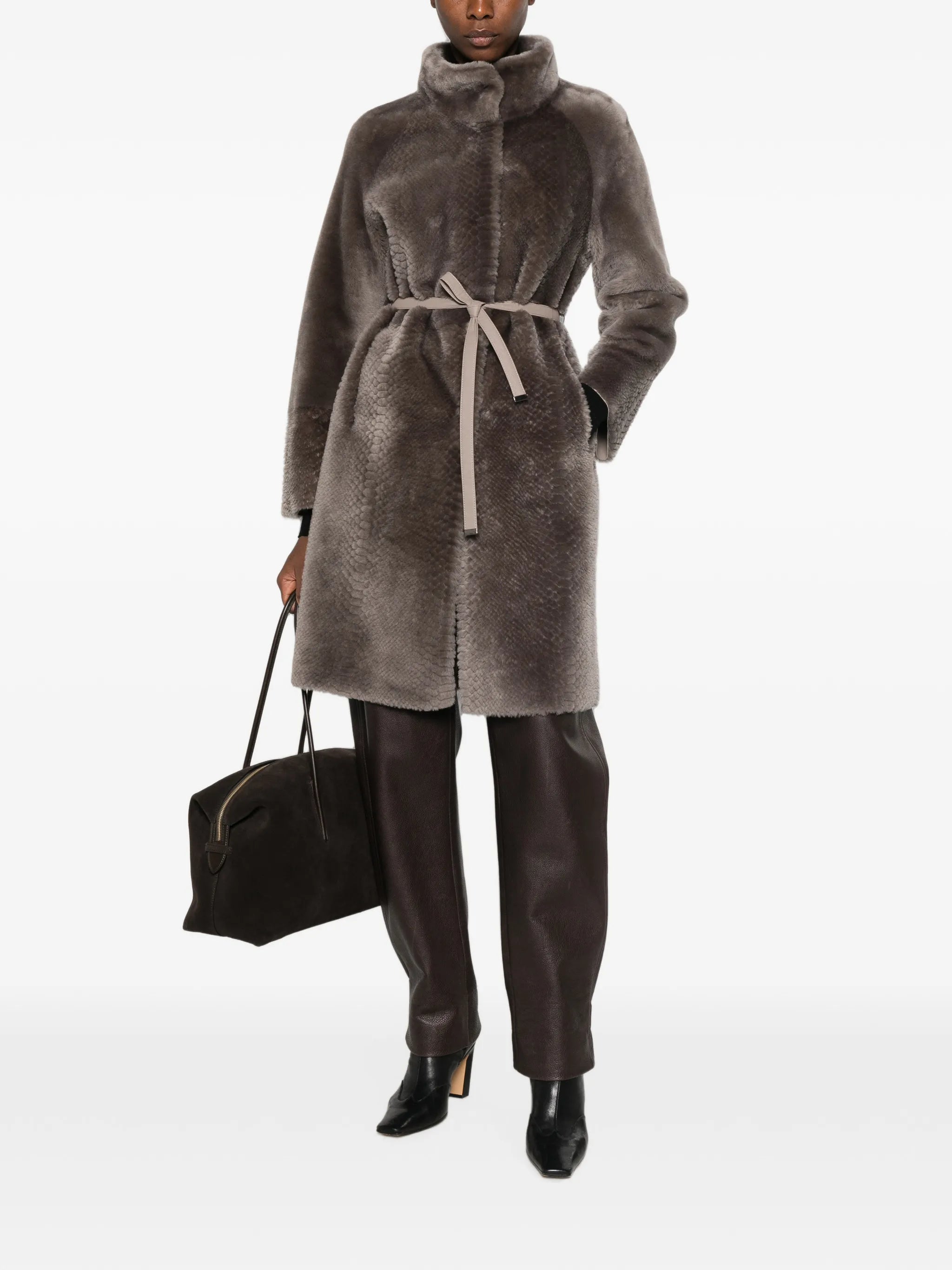 Suprema Suprema X Eraldo Belted Snake-effect Coat, view 2
