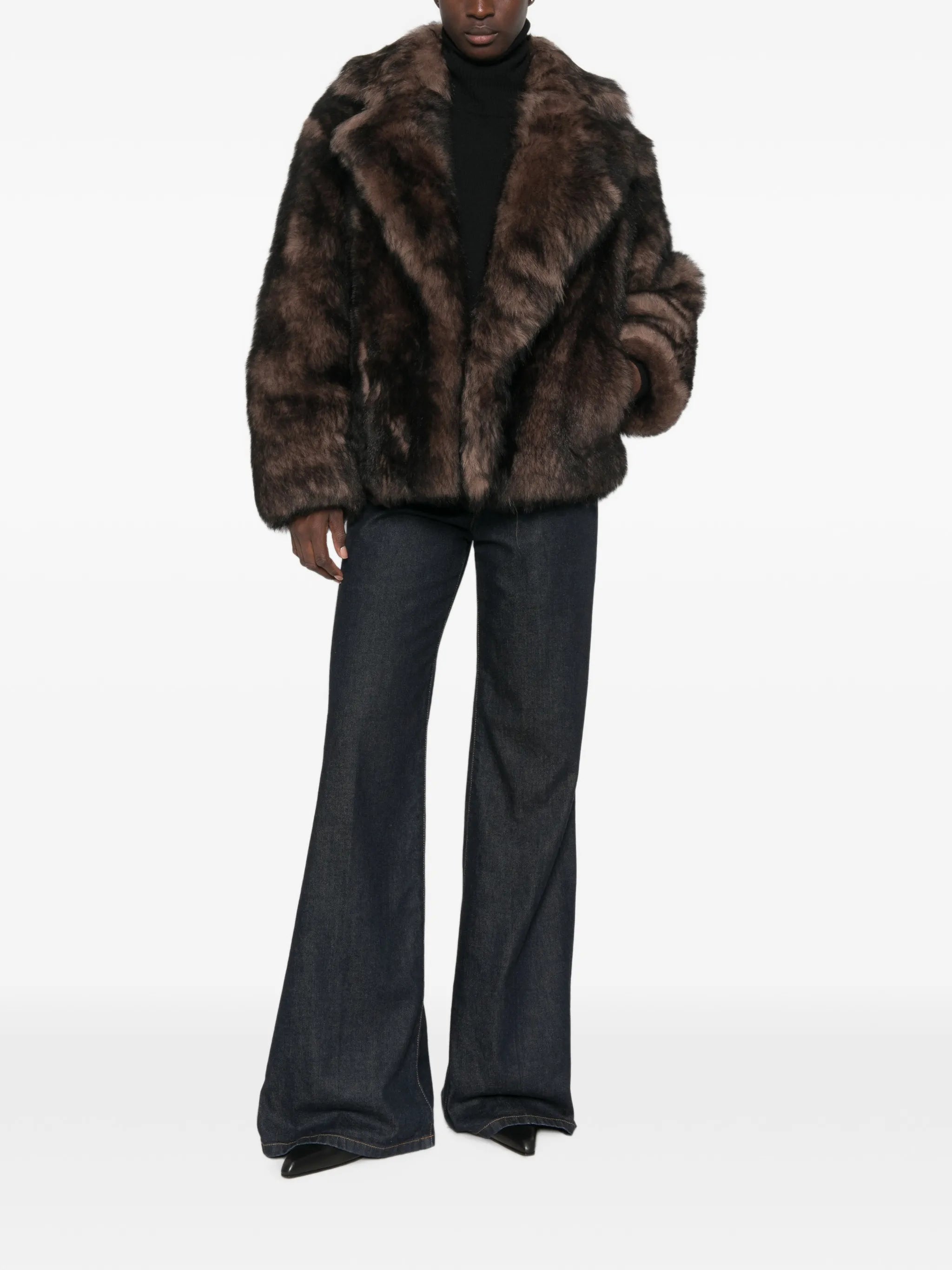 Santoro Santoro Leather Wide-lapel Jacket, view 2