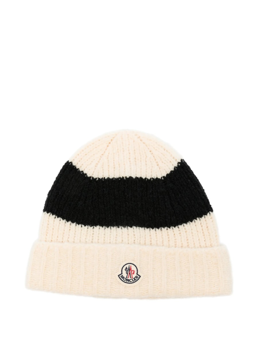 Moncler Moncler Striped Logo-patch Beanie Hat