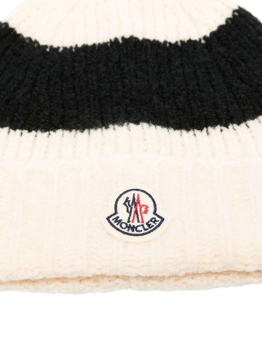 Moncler Moncler Striped Logo-patch Beanie Hat, view 3