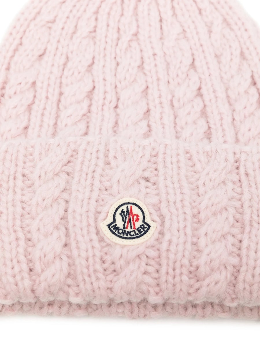 Moncler Moncler Cable-knit Beanie Hat, view 3