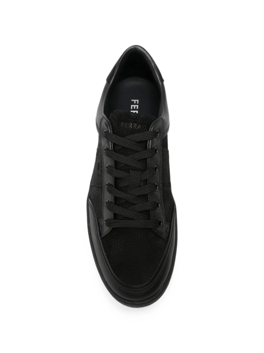 Ferragamo Ferragamo Gancini Panelled Leather Sneakers, view 4