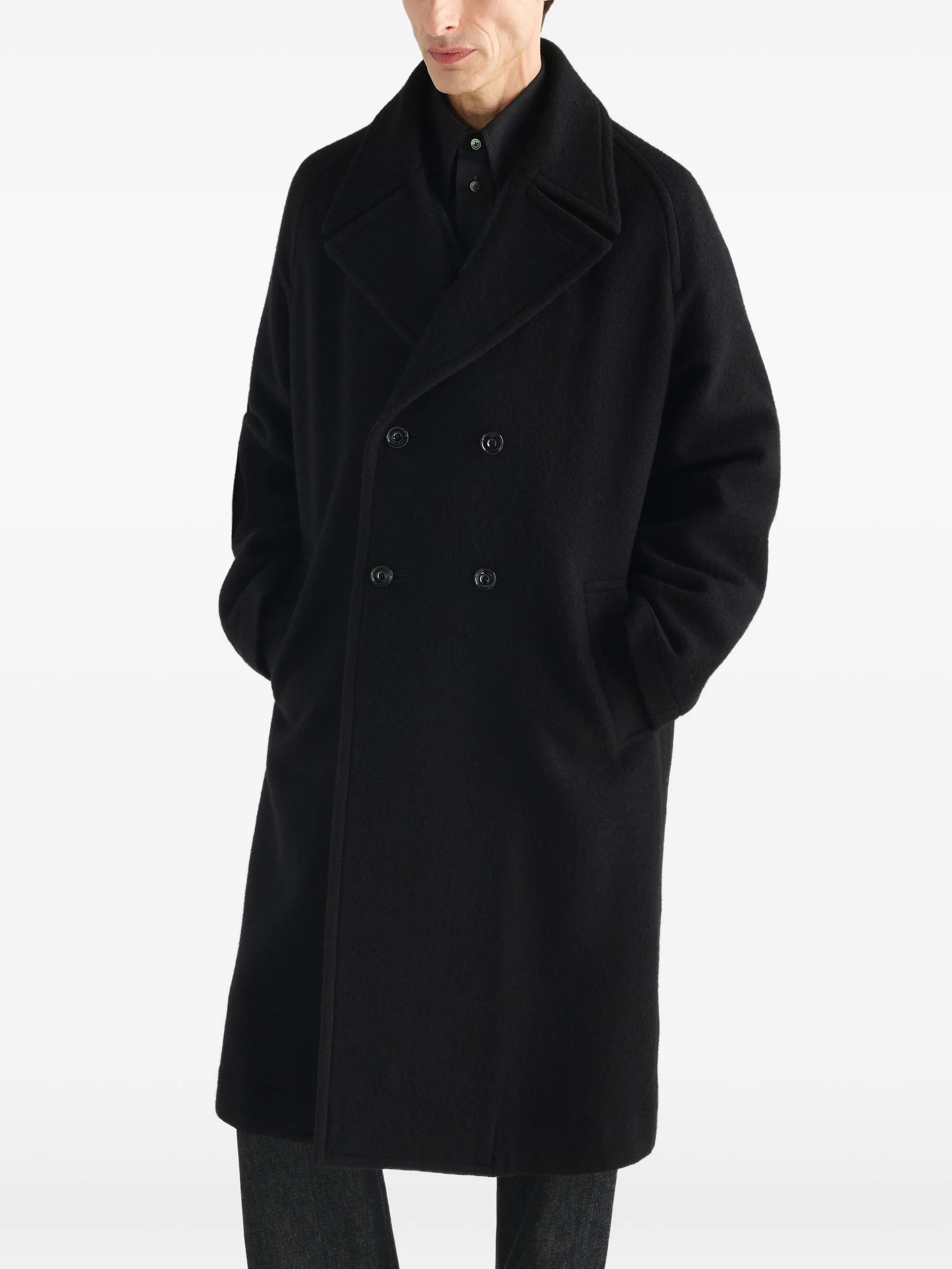 Lemaire Lemaire Double-breasted Coat In Felted Wool And Alpaca Blend