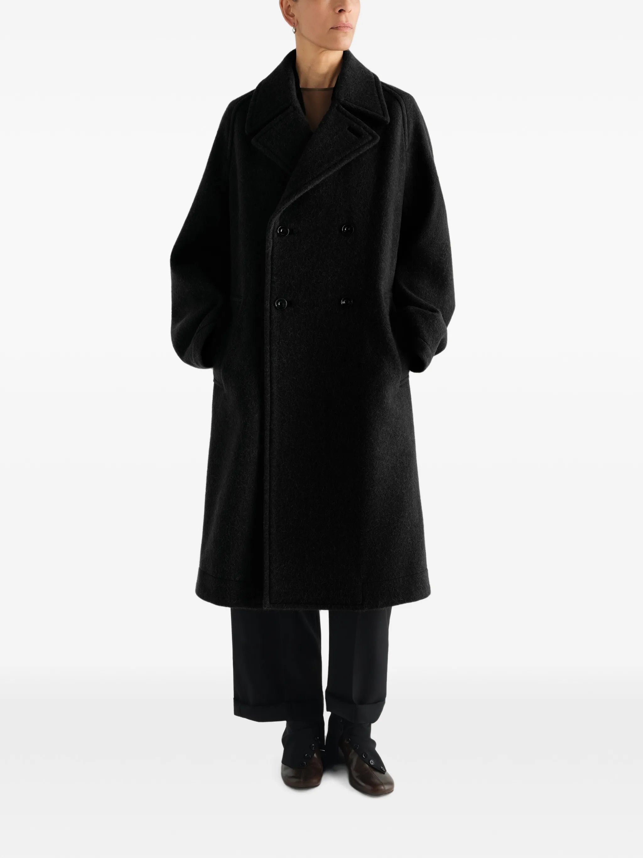 Lemaire Lemaire Double-breasted Coat In Felted Wool And Alpaca Blend, view 2