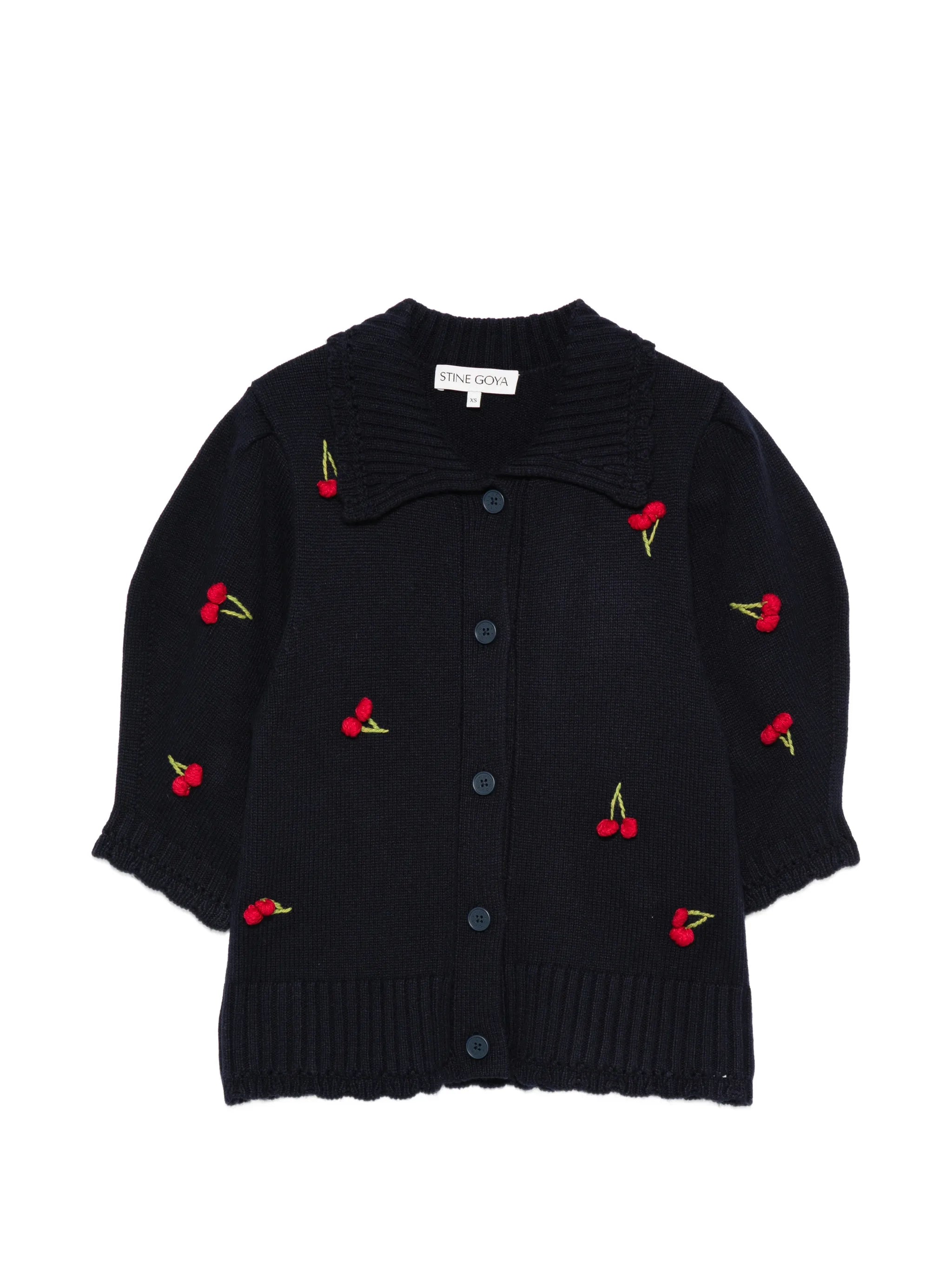 Stine Goya Stine Goya Embroidered-cherries Collared Cardigan
