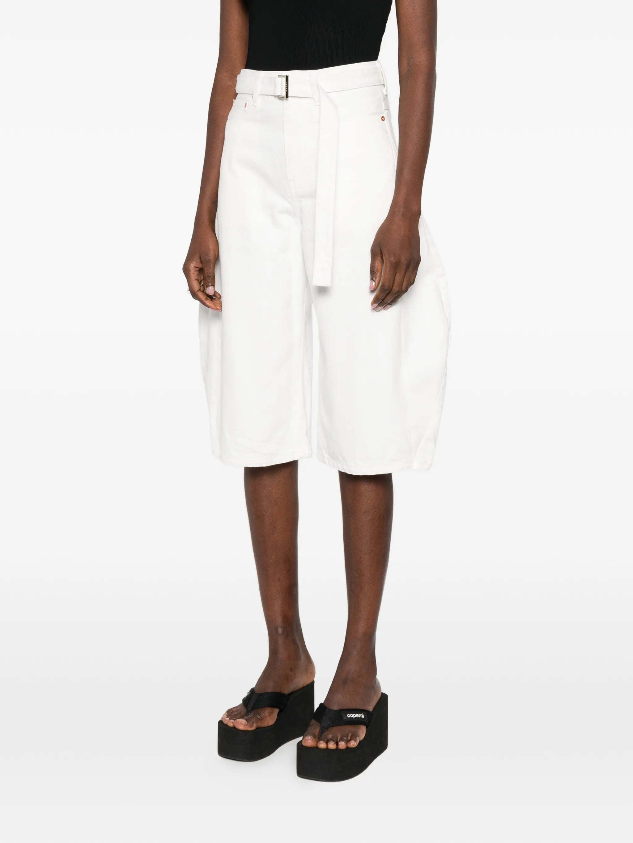 Sacai Sacai Belted Denim Shorts, view 2