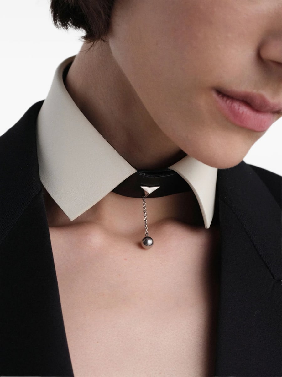 Fendi Fendi Logo-pendant Leather Collar, view 3