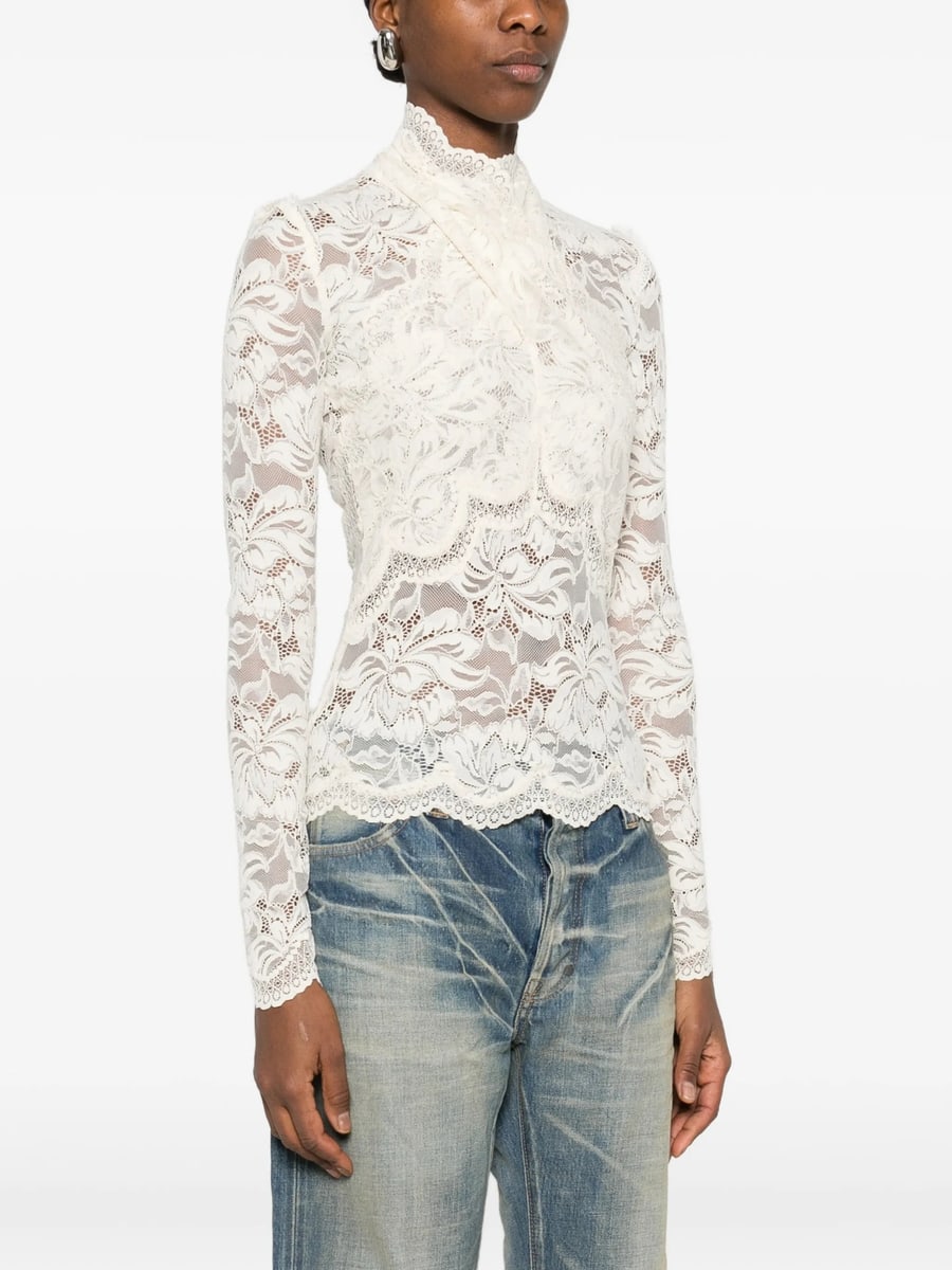 Rabanne Rabanne Lace Mock-neck Top, view 3