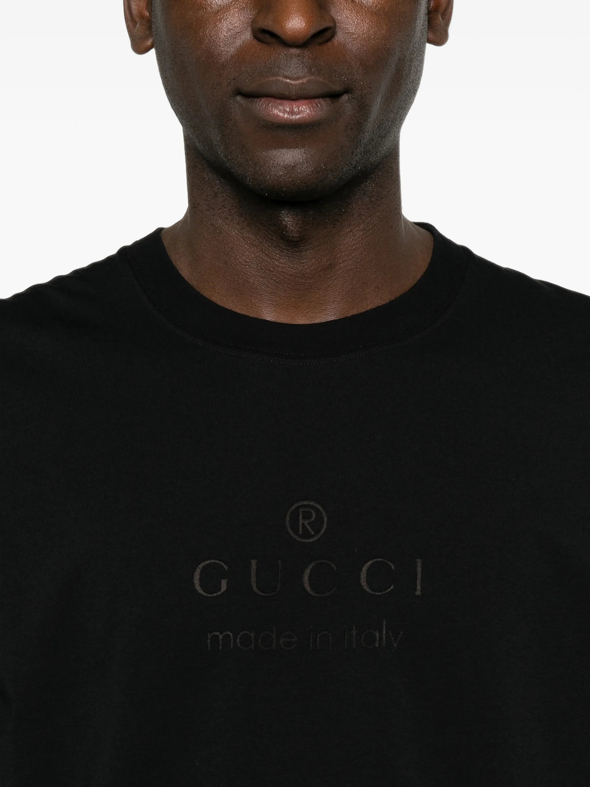 Gucci Gucci Logo-embroidered Cotton T-shirt, view 2
