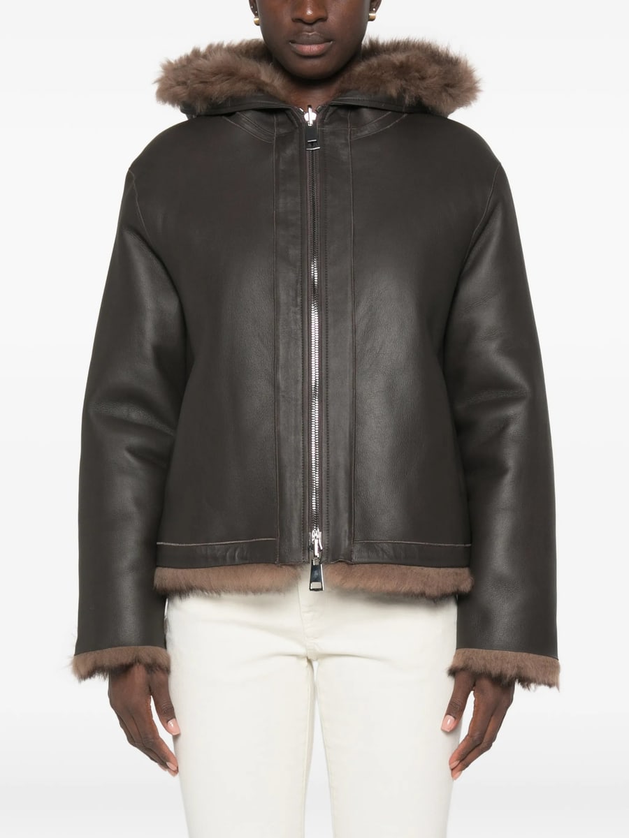 Suprema Suprema Reversible Hooded Shearling Jacket, view 2