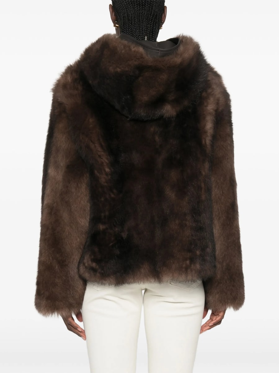 Suprema Suprema Reversible Hooded Shearling Jacket, view 5