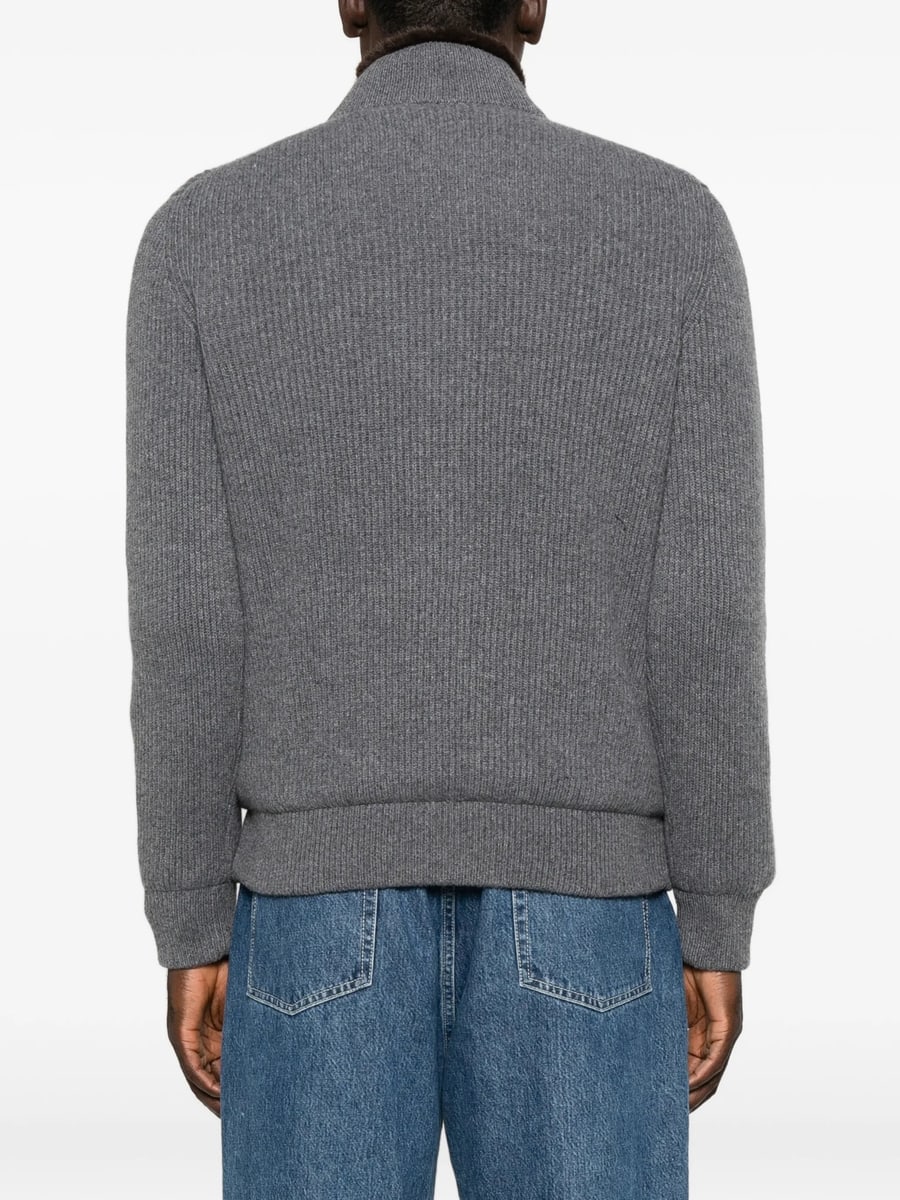 Barba Barba Fur-trim Ribbed-knit Jacket, view 2
